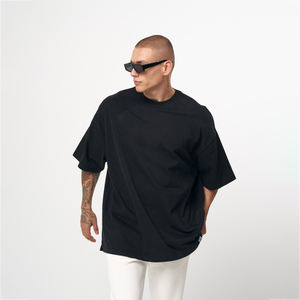 Venta caliente de los hombres de color sólido de gran tamaño Camiseta deportiva logotipo personalizado 100% algodón de manga corta al aire libre desgaste 1 pieza ropa deportiva - Product Image 5