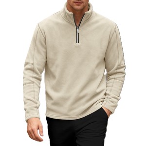Sweat-shirt à capuche tendance pour homme, col montant, demi-zip, en molleton, coupe ample, pour l'hiver, sweat-shirt transfrontalier, personnalisable OEM - Product Image 6