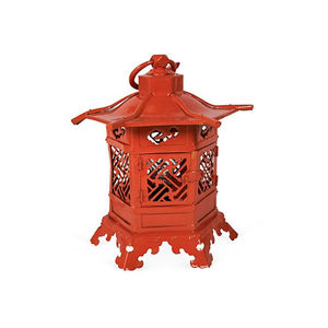 Juego de Faroles Pagoda Rosados, Farol de Metal y Vidrio Pintado a Mano con Ribete Blanco y Campanas Decorativas, Elegante Farol para Interiores y Exteriores - Product Image 4