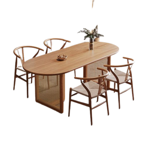 ชุดโต๊ะอาหารไม้จริงสำหรับรับประทานอาหารและร้านอาหารดีไซน์เรียบง่ายทันสมัย - Product Image 3