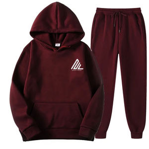 Fleece Unisex de algodón grueso Jogging hombres chándales Casual logotipo personalizado chándales con capucha liso Sudadera con capucha y Joggers conjunto para hombres - Product Image 2