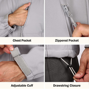 Men's Hot Winter Softshell Jacket High Street Style Waterproof Windproof with <b>Stand</b> Collar Canvas Fabric Zipper Print Design - Product Image 3