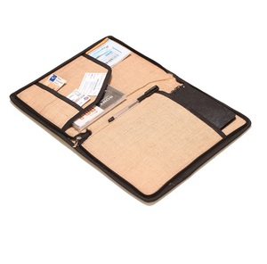 Custom Logo Jute Cotton Waterproof <b>Document</b> <b>Bag</b> with Solid Zipper Office Supplies File Folder Organizer <b>for</b> Business <b>Travel</b> - Product Image 3