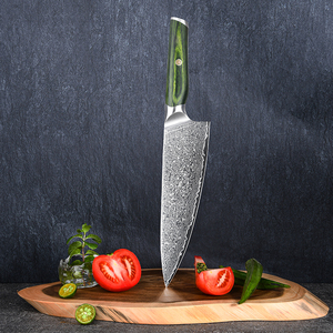 มีดเชฟเหล็กดามัสกัสด้ามจับสีเขียวคมบริการ OEM แบบสั่งทำ - Product Image 4