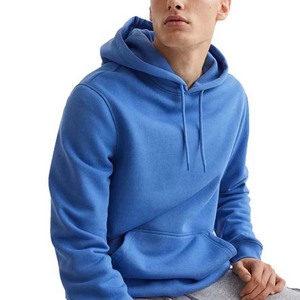 Cotton Polyester <b>Pullover</b> <b>Men</b> Hoodie Plain Dyed OEM Custom Made <b>Men's</b> Clothing Hoodies Sweatshirts <b>For</b> Sale Blue Color - Product Image 2