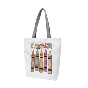 Sac fourre-tout en toile à motif de crayons pour l'appréciation des enseignants, sac à bandoulière réutilisable pour le shopping, cadeau amusant pour la salle de classe, usage quotidien, 27x37cm - Product Image 1