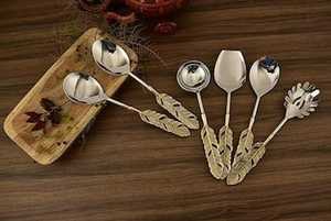 Cuchara de boda de acero inoxidable de diseño antiguo Cuchara de servir comida de metal ecológica para hoteles y restaurantes Acero con espejo - Product Image 2