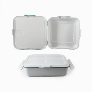 Boîte à lunch à clapet biodégradable 10x6 réutilisable écologique Bagasse de canne à sucre compostable couvercle d'emballage alimentaire jetable pour - Product Image 1