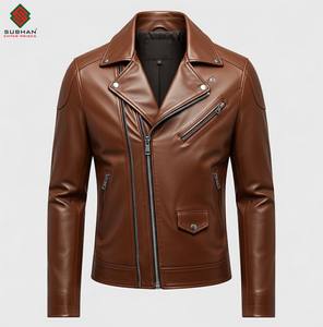 Chaqueta Bomber de Cuero Sintético Entallada Hecha a Mano |   Ropa de abrigo informal de invierno para hombre, con cierre y cuello mandarín, servicio OEM - Product Image 1