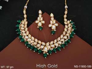 Haute Plaqué Or Kundan Pierres Fantaisie Fête porter Belle Kundan Bijoux Collier Ensemble - Product Image 2