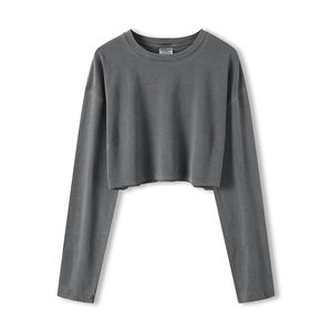 Crop Tops Logo tricoté respirant 100% coton pour femmes pour l'été Manches raglan décontractées écologiques - Product Image 1