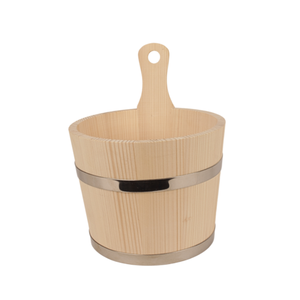 Cubo de Sauna de Madera de Abeto de 20 cm con Asa, Acabado Tradicional sin Pulir, Venta al por Mayor, Logotipo Personalizado - Product Image 1