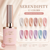 Yunzuan 15ml Vernis Gel UV LED Magnétique Effet Œil de Chat Nude, Soak Off, Effet Peau de Verre Scintillant pour Salon