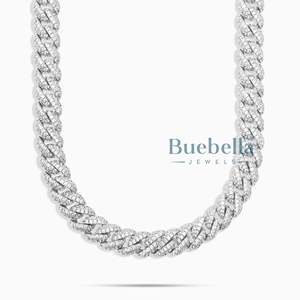 Nueva llegada Iced Out 8,5mm Moissanite Miami Cuban Link Chain White Gold VVS Diamond Tester Collar para hombres - Product Image 5