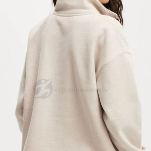 2025 Winter Fashion Outfits Clothes Pullover Sweatshirts Custom Patches <b>Women's</b> <b>Quarter</b> <b>Zip</b> Turtleneck with Front Logo - Product Image 2