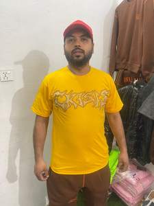 Vente en gros T-Shirt homme décontracté en coton surdimensionné à manches courtes avec col rond solide motif strass logo Tshirt pour hommes - Product Image 3