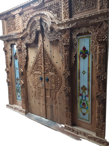 ประตูไม้แกะสลักประตูไม้ gebyok ประตูอินโดนีเซียแบบดั้งเดิม - Product Image 1