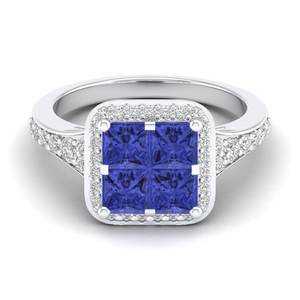 Anillo de Compromiso de Oro Sólido de 14k con Diamante Certificado por IGI, Corte Princesa, 1.56 Ct, Tanzanita, Joyería, Precio al por Mayor REYES - Product Image 5