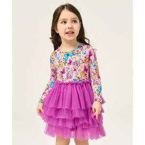 ชุดเดรสผ้าทูลแขนยาวลายดอกไม้ทรงเอไลน์สำหรับเด็กผู้หญิงวัยเตาะแตะ สวมใส่สบาย เอวเข้ารูป - Product Image 6