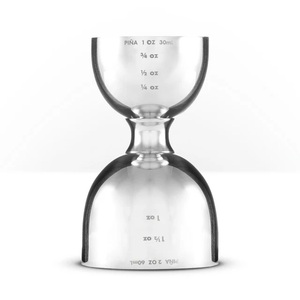 Jigger à double face en acier inoxydable, outil de mesure de précision pour cocktails avec marquages gravés en oz et ml pour la mixologie - Product Image 3