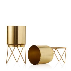 Ensemble de 2 jardinières en métal d'intérieur et d'extérieur de couleur or pour usage domestique exportation mondiale la plus vendue - Product Image 3