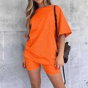 Nouveau à manches courtes vêtements de sport décontractés femmes ample grande taille Yoga ensemble Fitness hauts T-shirt Shorts costume femmes ensembles - Product Image 2