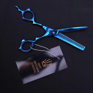 Ciseaux professionnels pour cheveux fins en acier inoxydable OEM bleu - Product Image 3