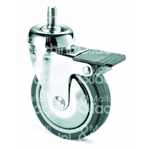 Roue de Treki. 220CBISB en caoutchouc gris avec goupille pivotante et frein chromé - Product Image 1