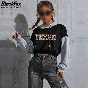 เสื้อครอปฮู้ดดี้ผู้หญิงสไตล์วินเทจขายดี ผ้าฝ้าย 100% เป็นมิตรกับสิ่งแวดล้อม แห้งเร็ว ผ้าฟลีซ สีสันฤดูใบไม้ร่วง ดีไซน์โลโก้ด้านหน้า - Product Image 2