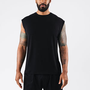 Camiseta sin mangas de gran tamaño de último diseño, servicio OEM, fabricante alto, para hombre, alta elasticidad, transpirable, lavado, secado rápido, 100% algodón - Product Image 4