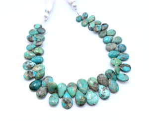 Naturel Arizona Turquoise Lisse Poire Teardrop Forme Turquoise Gemme 10 Pouces Fabrication de Bijoux Perles - Product Image 2