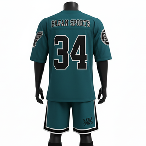 Ensemble maillot et short de football pour homme, 160 GSM, polyester mesh premium, vert turquoise foncé, panneau contrastant, logo personnalisé pour ensemble homme - Product Image 6