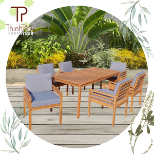 ชุดโต๊ะทานอาหารและเก้าอี้ทำจากไม้เนื้อแข็งดีไซน์ทันสมัยชุดโซฟาแบบแยกส่วนสำหรับใช้ในสวนเฟอร์นิเจอร์เชือกทอจากเชือก - Product Image 4