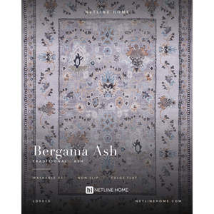 Netline Home Refined Medallion Soft Grey <b>Traditional</b> Washable <b>Rug</b> - Product Image 3