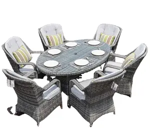 Outdoor Furniture Rattan 6 Chairs and 1 Table Outdoor Dining Set