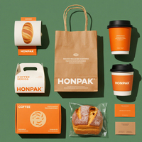 Solution d'emballage pour la restauration rapide écologique personnalisée |   Sacs en papier, boîtes à hamburgers, boîtes à emporter et gobelets avec logo HONPAK