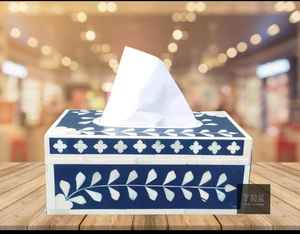 Caja de pañuelos de diseño clásico para hoteles y restaurantes, hecha a mano, de alta calidad, con incrustaciones de hueso, acabado personalizable, color y tamaño ajustables para almacenamiento. - Product Image 1