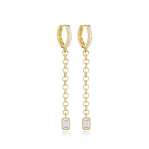 Pendientes Colgantes con Circonita, Hechos a Mano, Plata de Ley 925, Joyería Moderna, Venta al Por Mayor - Product Image 1