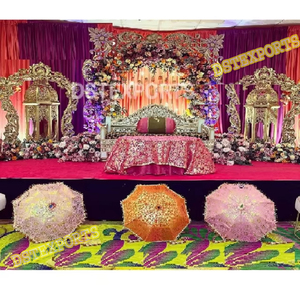 การตกแต่ง Sangeet ที่มีสไตล์สำหรับงานแต่งงาน Punjabi ndi สีสันสดใสการตกแต่งเวทีงานแต่งงานอินเดียตกแต่งเวที - Product Image 1