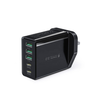 Pengisi Daya Dinding GaN 50W 3USB-A+2USB-C Multi Port PD QC Pengisi Daya Cepat  Colokan EU US UK AU Bersertifikasi CE RoHS UKCA Pengisi Daya Perjalanan untuk Ponsel
