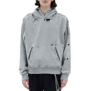 Haute qualité hommes en détresse sweats à capuche mode Logo léger Durable respirant confortable utilisation quotidienne Logo sweats à capuche pour hommes - Product Image 3