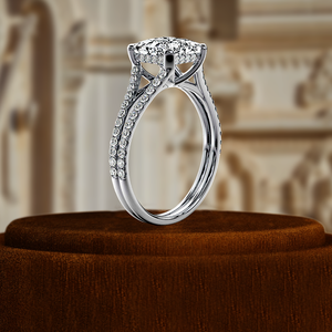 Anillo de Compromiso, Boda o Aniversario Cristiano Clásico Personalizable en Oro Rosa de 14K, Anillo de Novia de Lujo con Corte Princesa de 3CT - Product Image 3