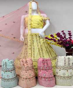 Designer soie broderie pierre travail lehenga choli avec dupatta fête porter prix de gros vêtement ethnique surat vêtements - Product Image 2