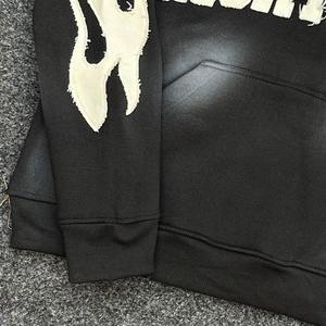 Custom <b>Vintage</b> Distressed Embroidery Hoodie Sun Faded <b>Oversized</b> 100% Cotton Harajuku Boxy Fit Pullover Hoodie & <b>Sweatshirts</b> - Product Image 3