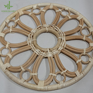 Napperon rond de rotin de fleur tissée naturelle faite à la main de tendance chaude pour la décoration - Product Image 4