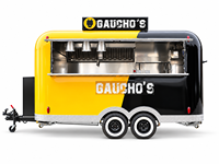 Camion de cuisine mobile avec cuisine complète pour pâtisserie, gaufres, crêpes, et vente de nourriture de rue en extérieur