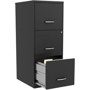 Armoire à dossiers verticale en métal noir à 3 tiroirs avec serrure, armoire de classement en acier verrouillable pour dossiers suspendus format Lettre/A4/Légal - Product Image 1