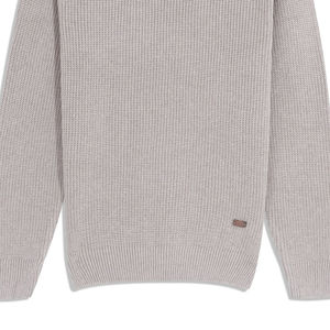 Customizable Cotton Beige Half-Zipper <b>Sweater</b> Breathable Anti-Wrinkle Oversized Fit with Front Logo Solid Pattern Outfit - Product Image 3