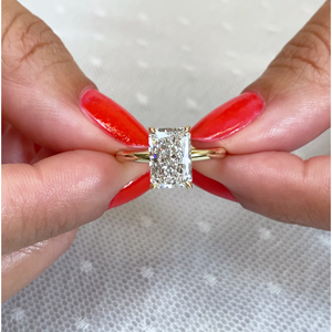 Anillo de Compromiso con Diamante Blanco Solitario Cultivado en Laboratorio, Corte Radiante, Oro Amarillo de 14kt, 18kt, 10kt, 9kt, 2.00ct, Certificado IGI, para Mujer - Product Image 1