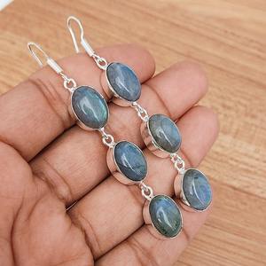ต่างหูห้อยหินแบบหลายชิ้นของลาบราดอไรต์925ต่างหูคริสตัลสายสะพายหูชุบเงินทำด้วยมือของขวัญเครื่องประดับแนวโบโฮสำหรับเธอ - Product Image 6
